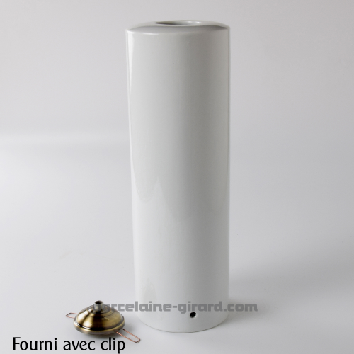 PIED DE LAMPE CYLINDRIQUE DIAMETRE 10CM HT 30CM.PORCELAINE /