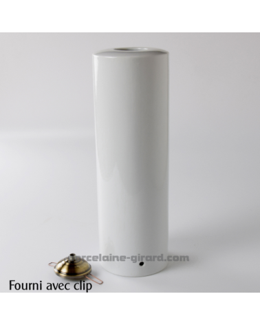 PIED DE LAMPE CYLINDRIQUE DIAMETRE 10CM HT 30CM.PORCELAINE /