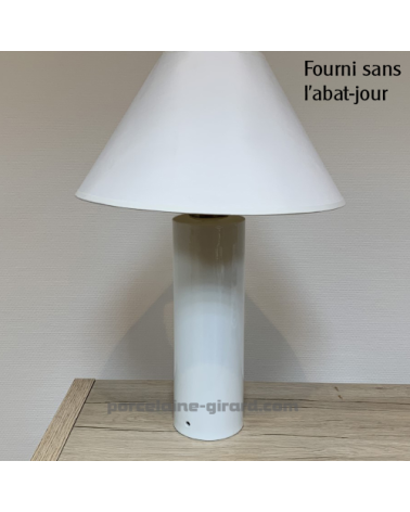 PIED DE LAMPE CYLINDRIQUE DIAMETRE 10CM HT 30CM.PORCELAINE /