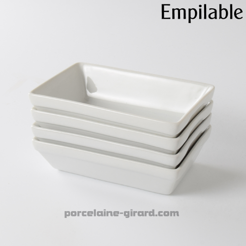 PLAT RECTANGULAIRE EMPILABLE 14X8.5CM HT 3.6CM  /