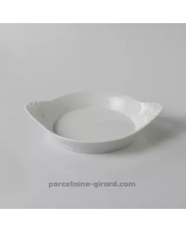 PLAT ROND OREILLES 17.3. X 14CM HT 2.4CM   /