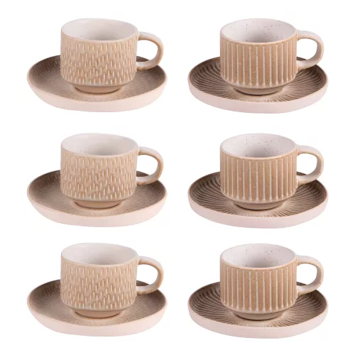 Coffret de 6 tasses à café avec sous tasses Miyaki 9 cl