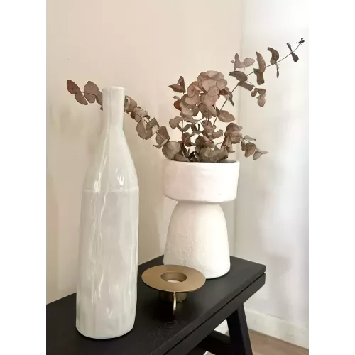 VASE BOUTEILLE BLANC 7.5CM HT 31CM
