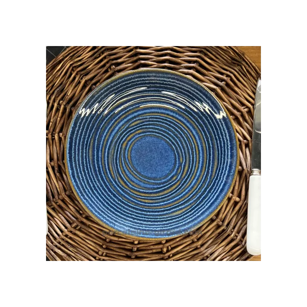 ASSIETTE DESSERT MALO DIAMETRE 21CM DE COULEUR  BLEUE EN GRES//