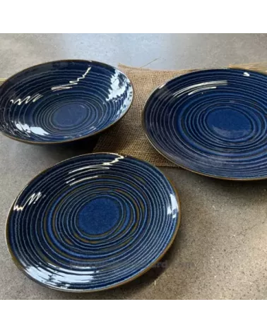 ASSIETTE DESSERT MALO DIAMETRE 21CM DE COULEUR  BLEUE EN GRES//