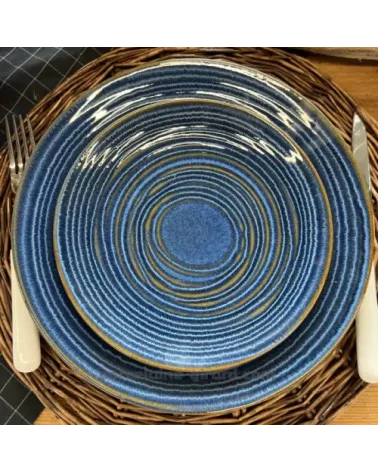 ASSIETTE PLATE MALO DIAMETRE 27CM DE COULEUR BLEUE EN GRES/