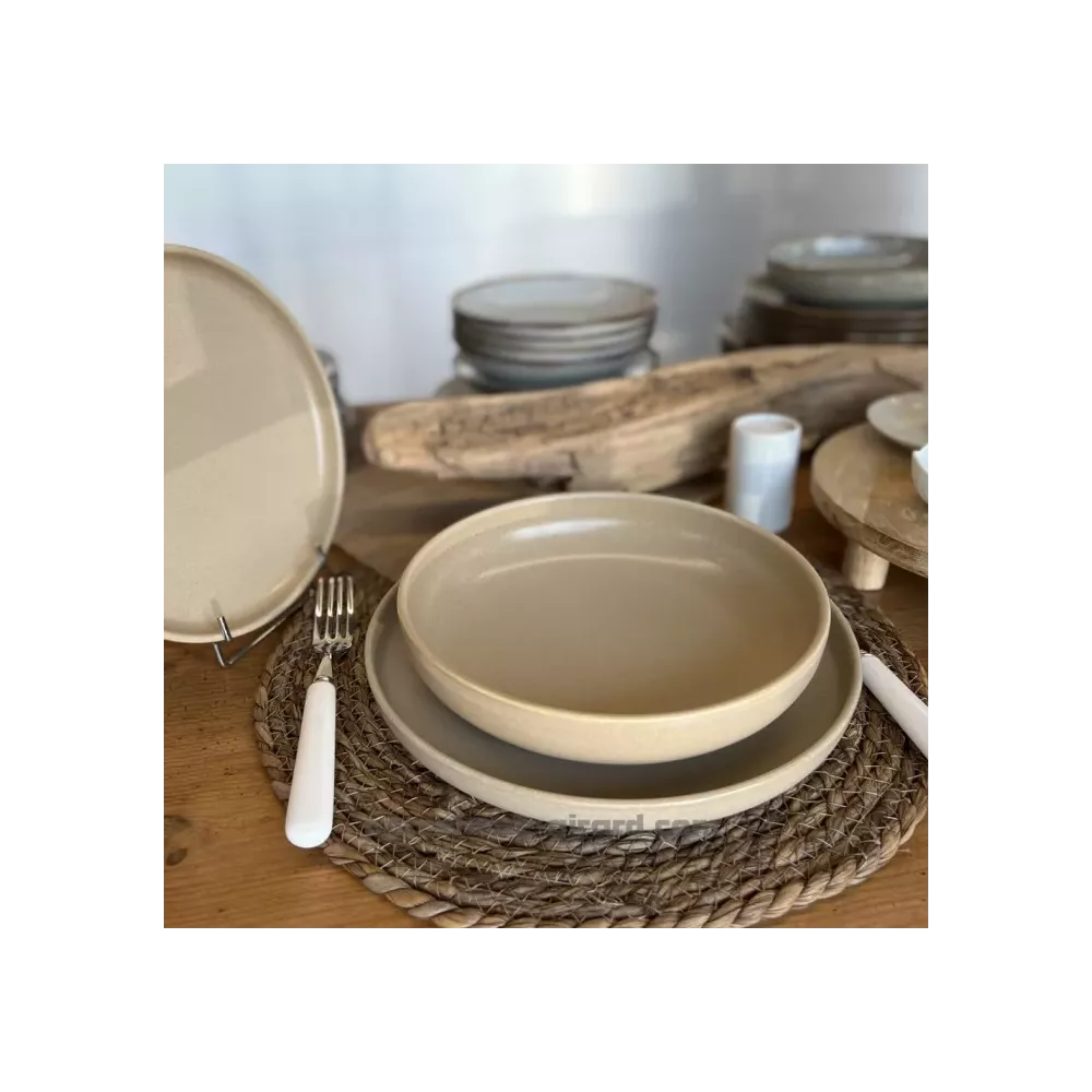 ASSIETTE DESSERT BIBOU DIAMETRE 22CM DE COULEUR SABLE EN GRES/