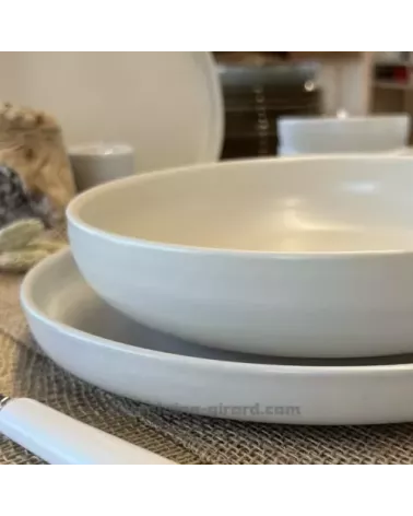ASSIETTE CALOTTE RITA 22CM DE COULEUR CREME EN GRES/