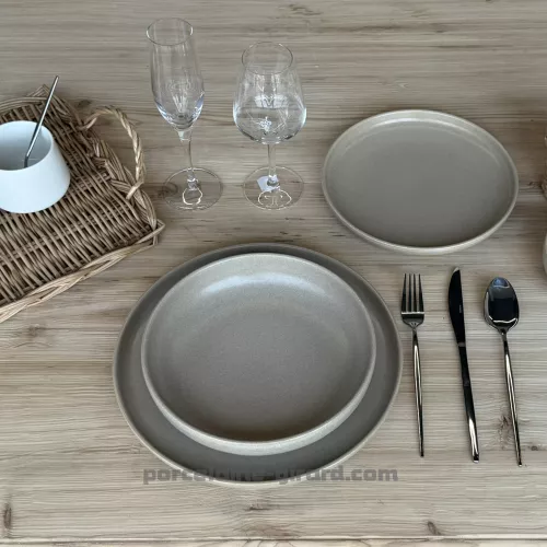 ASSIETTE DESSERT BIBOU DIAMETRE 22CM DE COULEUR SABLE EN GRES/