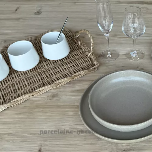 ASSIETTE DESSERT BIBOU DIAMETRE 22CM DE COULEUR SABLE EN GRES/