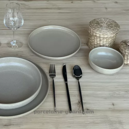 ASSIETTE DESSERT BIBOU DIAMETRE 22CM DE COULEUR SABLE EN GRES/