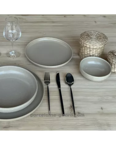 ASSIETTE DESSERT BIBOU DIAMETRE 22CM DE COULEUR SABLE EN GRES/
