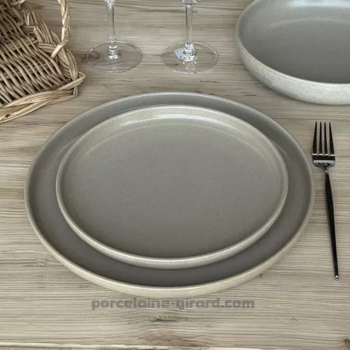 ASSIETTE DESSERT BIBOU DIAMETRE 22CM DE COULEUR SABLE EN GRES/