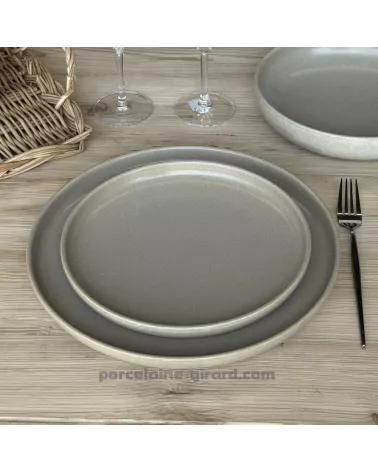 ASSIETTE DESSERT BIBOU DIAMETRE 22CM DE COULEUR SABLE EN GRES/