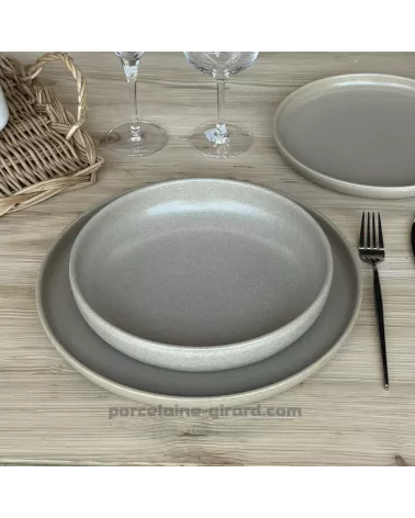 ASSIETTE DESSERT BIBOU DIAMETRE 22CM DE COULEUR SABLE EN GRES/