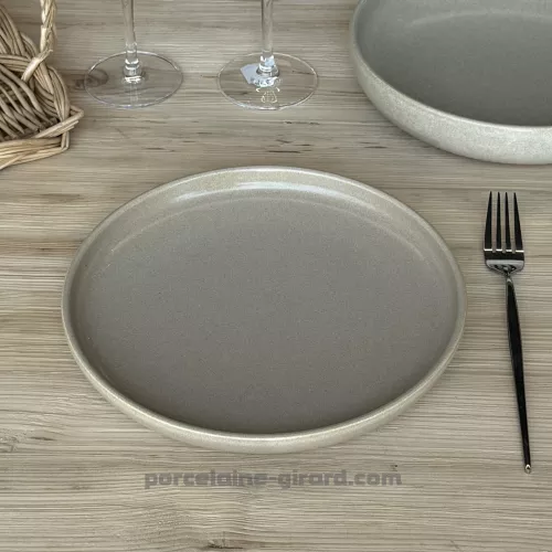 ASSIETTE DESSERT BIBOU DIAMETRE 22CM DE COULEUR SABLE EN GRES/