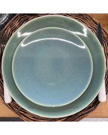 ASSIETTE PLATE BALOS DIAMETRE 27CM DE COULEUR VERT D EAU