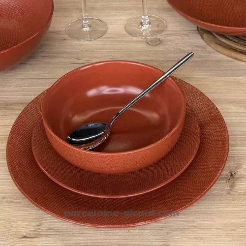 ASSIETTE PLATE MADO DIAMETRE 27CM COULEUR TERRACOTTA EN GRES/