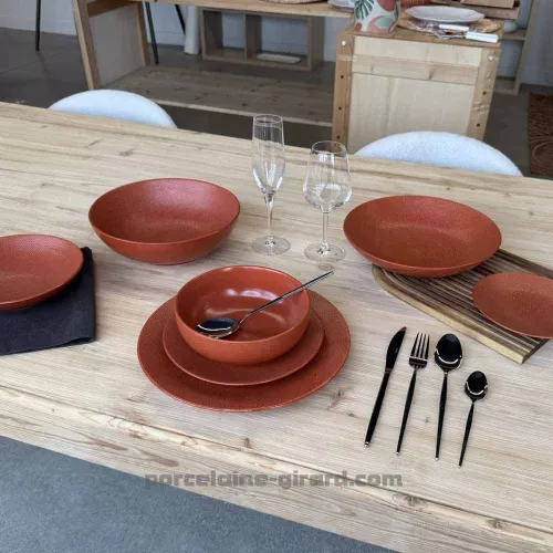 ASSIETTE DESSERT MADO 21CM COULEUR TERRACOTTA EN GRES//
