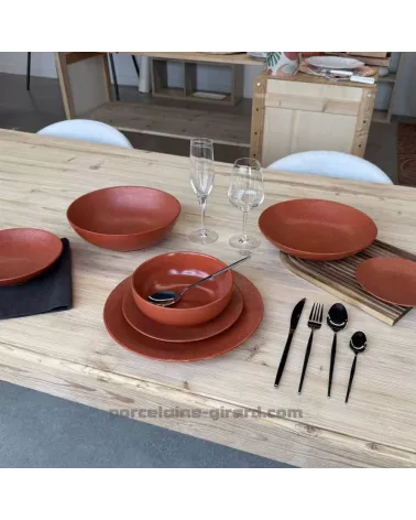 ASSIETTE DESSERT MADO 21CM COULEUR TERRACOTTA EN GRES//