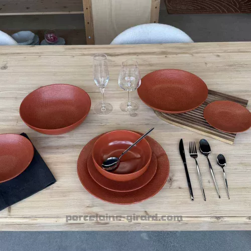 ASSIETTE DESSERT MADO 21CM COULEUR TERRACOTTA EN GRES//