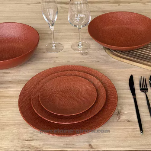 ASSIETTE DESSERT MADO 21CM COULEUR TERRACOTTA EN GRES//