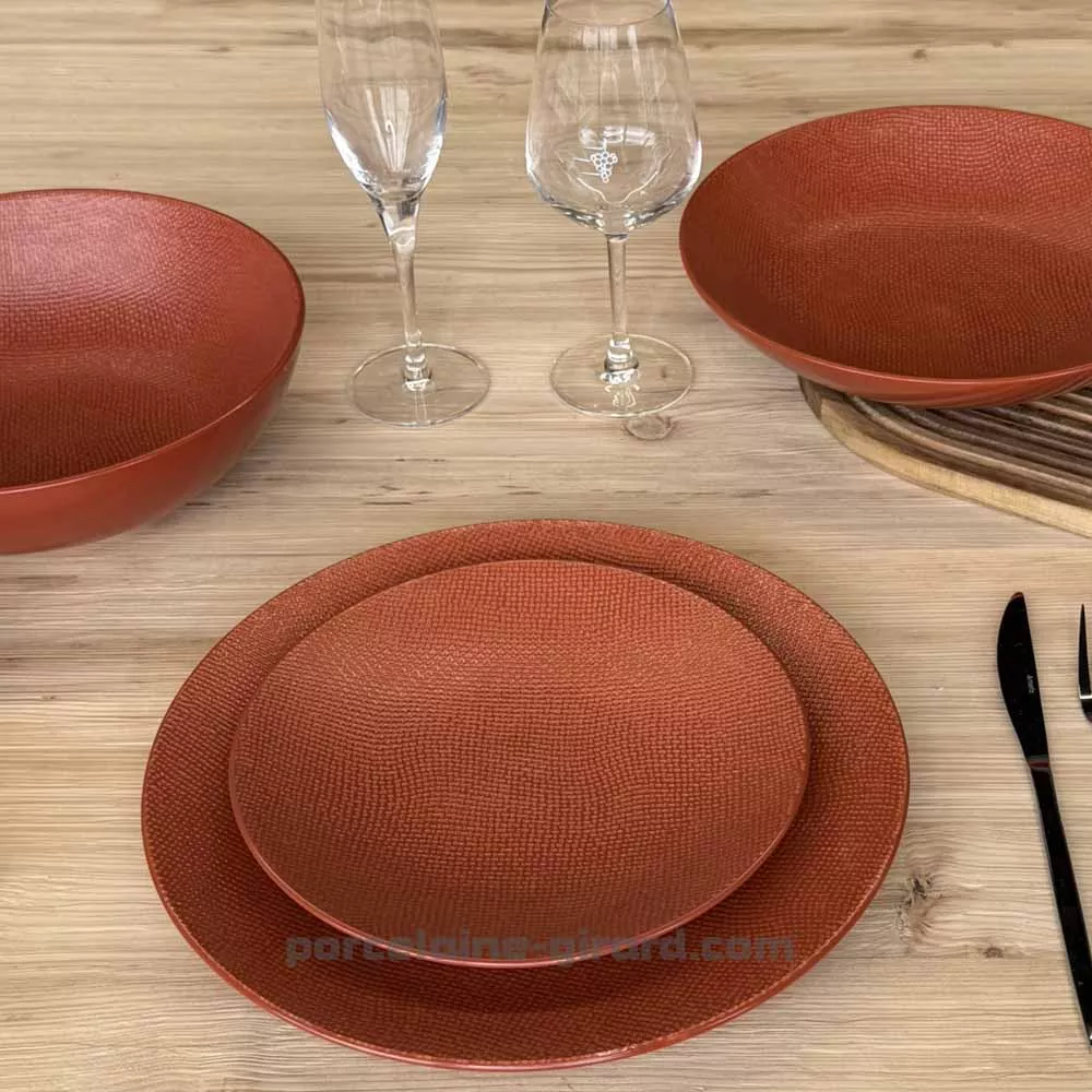 ASSIETTE DESSERT MADO 21CM COULEUR TERRACOTTA EN GRES//