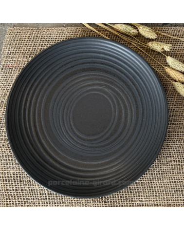 ASSIETTE PLATE ALEXA 27CM DE COULEUR NOIR EN GRES/