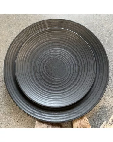 ASSIETTE PLATE ALEXA 27CM DE COULEUR NOIR EN GRES/