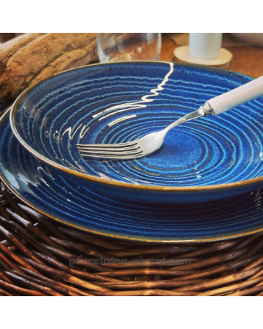 ASSIETTE CALOTTE MALO 22CM DE COULEUR BLEUE EN GRES/