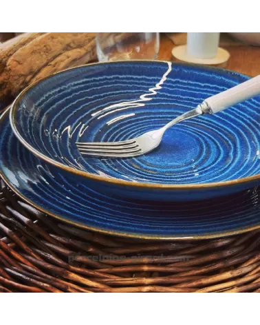 ASSIETTE CALOTTE MALO 22CM DE COULEUR BLEUE EN GRES/