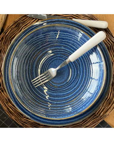 ASSIETTE CALOTTE MALO 22CM DE COULEUR BLEUE EN GRES/