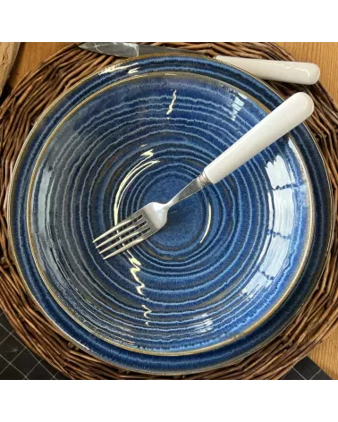 ASSIETTE CALOTTE MALO 22CM DE COULEUR BLEUE EN GRES/
