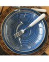 ASSIETTE CALOTTE MALO 22CM DE COULEUR BLEUE EN GRES/