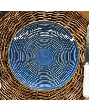 ASSIETTE DESSERT MALO DIAMETRE 21CM DE COULEUR  BLEUE EN GRES//