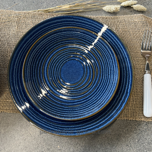 ASSIETTE DESSERT MALO DIAMETRE 21CM DE COULEUR  BLEUE EN GRES//