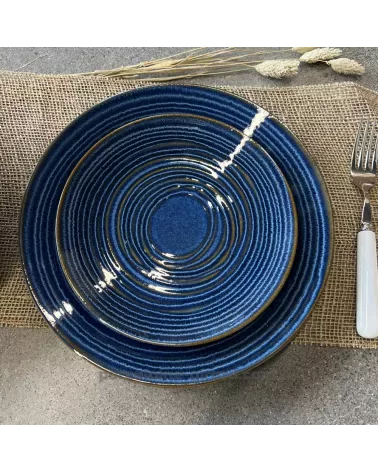 ASSIETTE DESSERT MALO DIAMETRE 21CM DE COULEUR  BLEUE EN GRES//