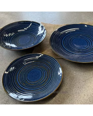 ASSIETTE DESSERT MALO DIAMETRE 21CM DE COULEUR  BLEUE EN GRES//
