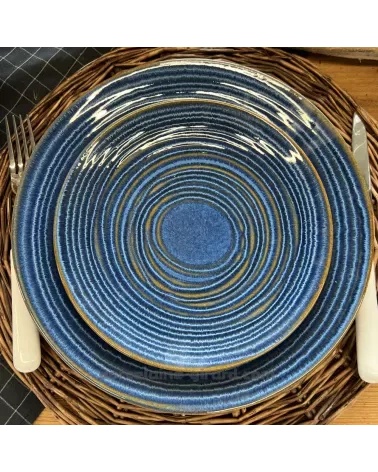 ASSIETTE PLATE MALO DIAMETRE 27CM DE COULEUR BLEUE EN GRES/