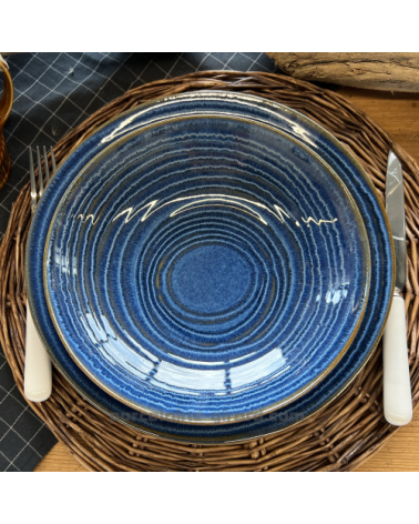 ASSIETTE PLATE MALO DIAMETRE 27CM DE COULEUR BLEUE EN GRES/