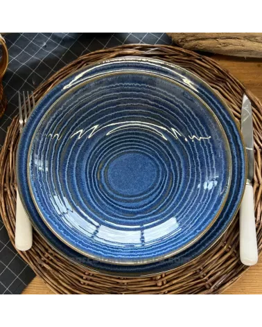 ASSIETTE PLATE MALO DIAMETRE 27CM DE COULEUR BLEUE EN GRES/