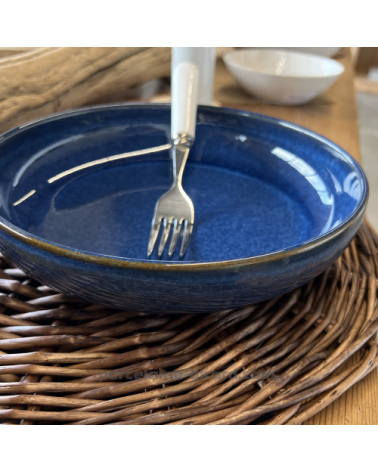 ASSIETTE CALOTTE AZUR 22CM DE COULEUR COBALT EN GRES/