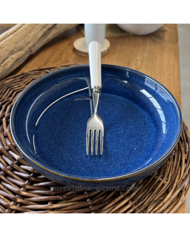 ASSIETTE CALOTTE AZUR 22CM DE COULEUR COBALT EN GRES/