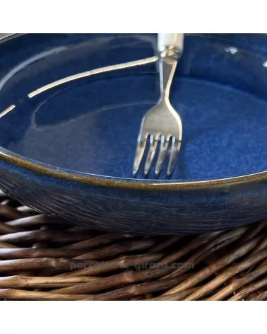 ASSIETTE CALOTTE AZUR 22CM DE COULEUR COBALT EN GRES/