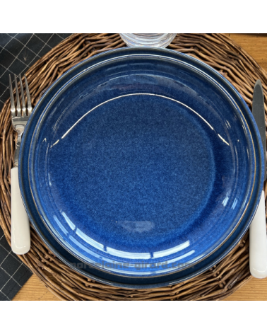 ASSIETTE CALOTTE AZUR 22CM DE COULEUR COBALT EN GRES/