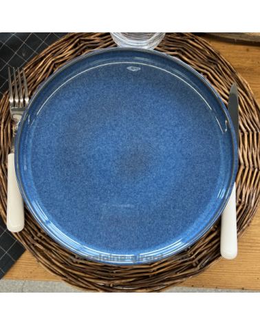 ASSIETTE PLATE AZUR 26CM DE COULEUR COBALT EN GRES/