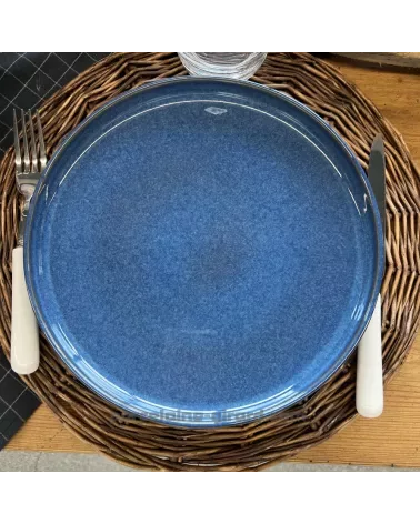 ASSIETTE PLATE AZUR 26CM DE COULEUR COBALT EN GRES/