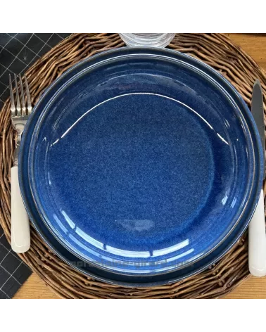 ASSIETTE PLATE AZUR 26CM DE COULEUR COBALT EN GRES/