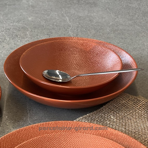 ASSIETTE A SALADE MADO DIAMETRE 25CM COULEUR TERRACOTTA EN GRES//