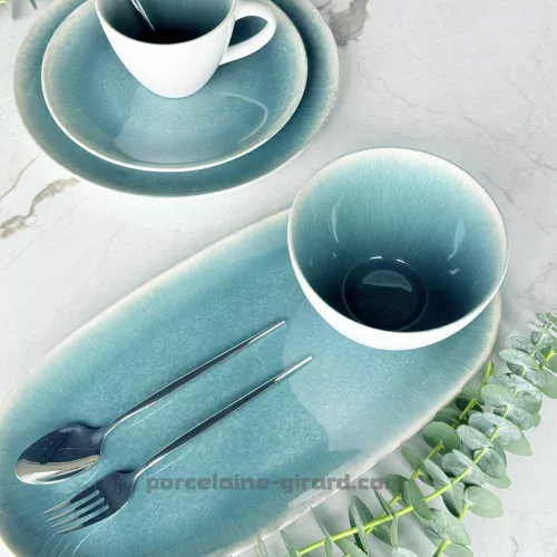 PLAT OVALE AMEL BLEU 40X19CM